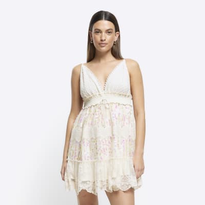 river island white beach dress Buy River Island Cream Poplin Cutwork Cami Maxi Dress from Next USA