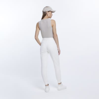 Cream cuffed elasticated waist joggers