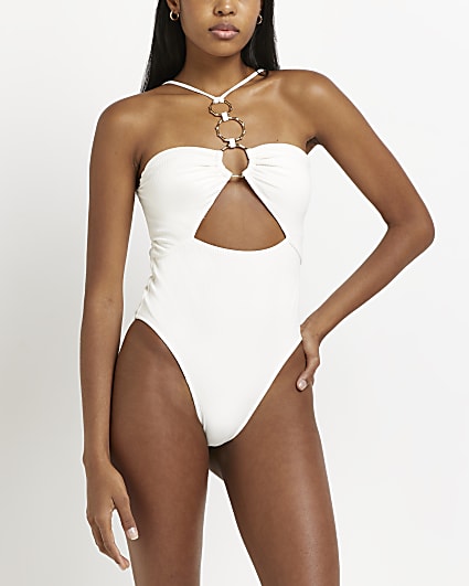 Cream cut out swimsuit