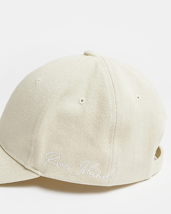 Cream denim RI embroidered cap