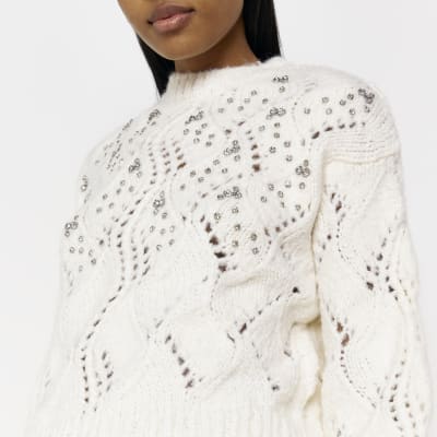 cream diamante jumper