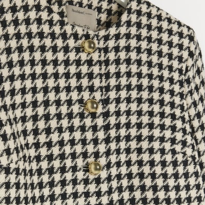 Cream Dogtooth Crop Trophy Jacket River Island