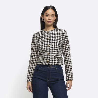 River Island Big & Tall houndstooth blazer in gray