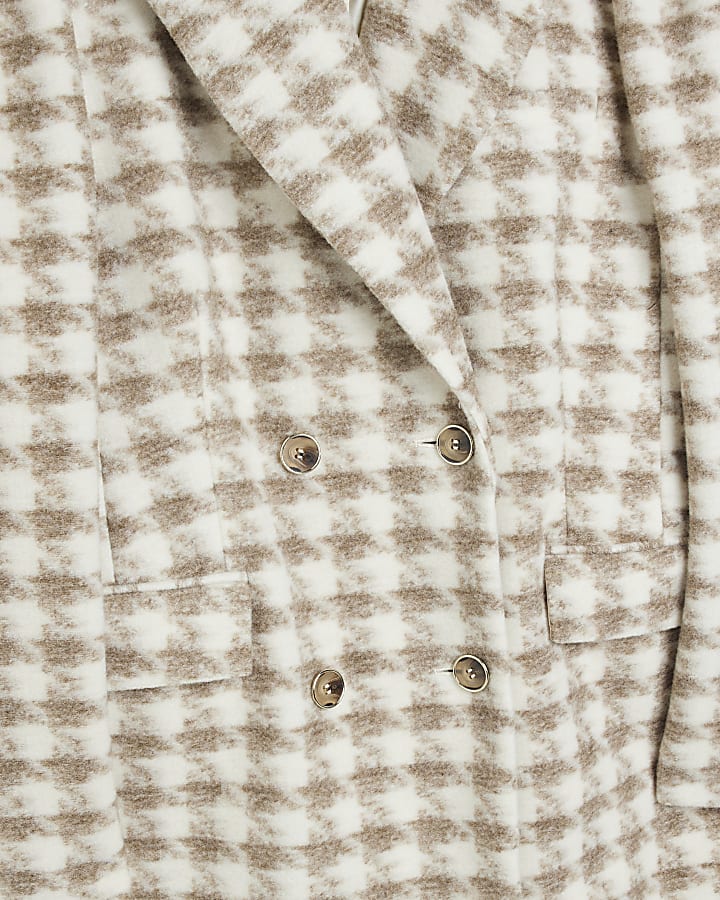 Cream dogtooth wool longline coat
