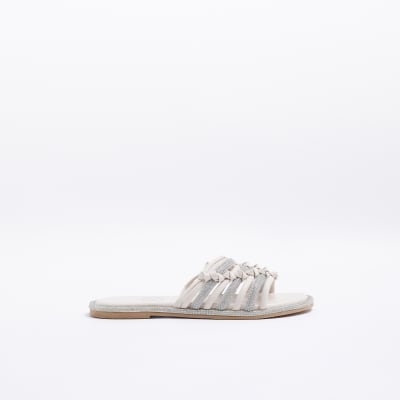 River island deals white sliders