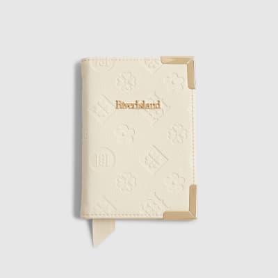 Cream Embossed Monogram Passport Holder