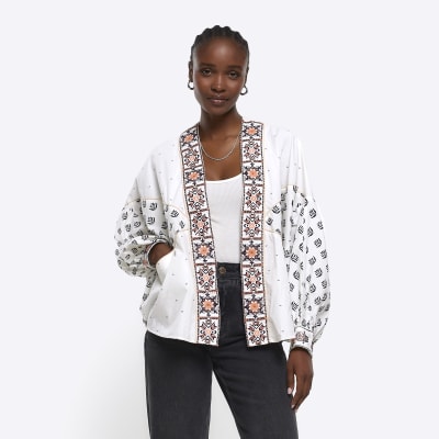 Cream embroidered jacket River Island