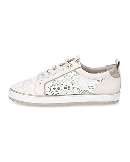 360 degree animation of product Cream embroidered lace-up trainers frame-3