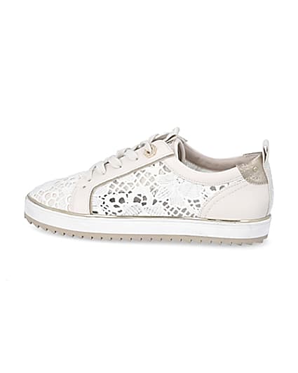 360 degree animation of product Cream embroidered lace-up trainers frame-4