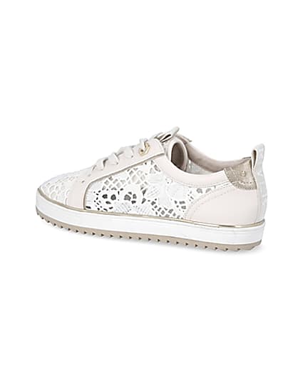 360 degree animation of product Cream embroidered lace-up trainers frame-5