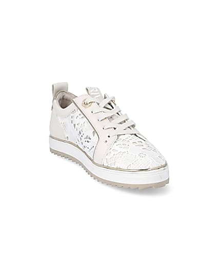 360 degree animation of product Cream embroidered lace-up trainers frame-19