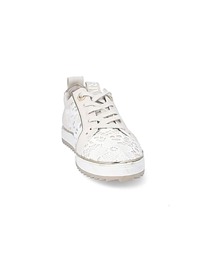 360 degree animation of product Cream embroidered lace-up trainers frame-20