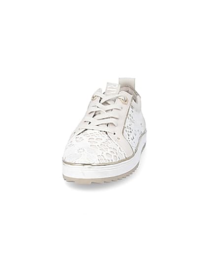 360 degree animation of product Cream embroidered lace-up trainers frame-22