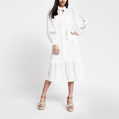 river island white midi dress