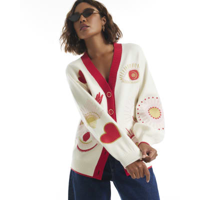 Embroidered Quirky Cardigan