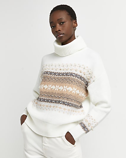 Cream fairisle knitted jumper