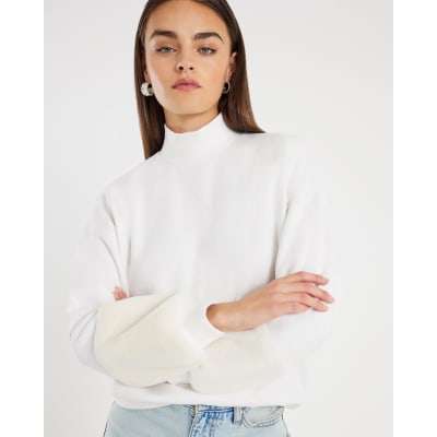 Cream Faux Fur Cuff Sweatshirt