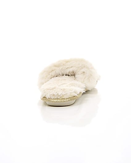 360 degree animation of product Cream faux fur embellished mules frame-15