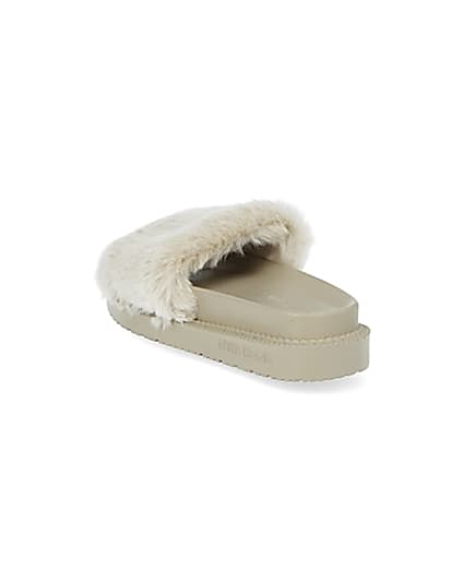 360 degree animation of product Cream faux fur sliders frame-7