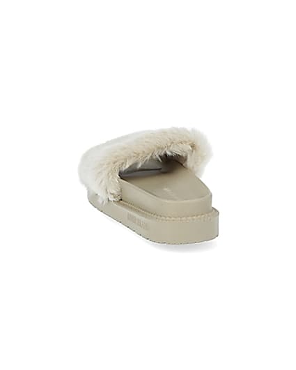360 degree animation of product Cream faux fur sliders frame-8
