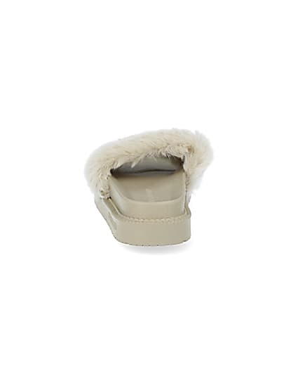 360 degree animation of product Cream faux fur sliders frame-9