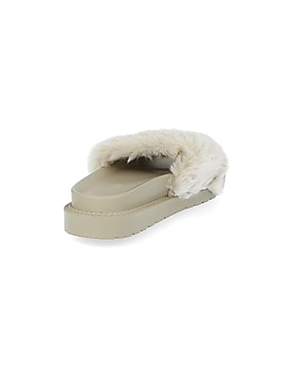 360 degree animation of product Cream faux fur sliders frame-11