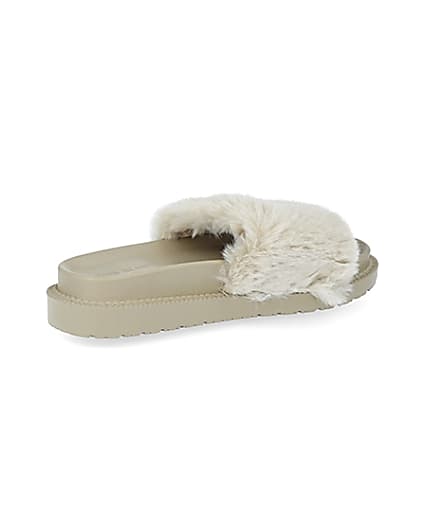 360 degree animation of product Cream faux fur sliders frame-13