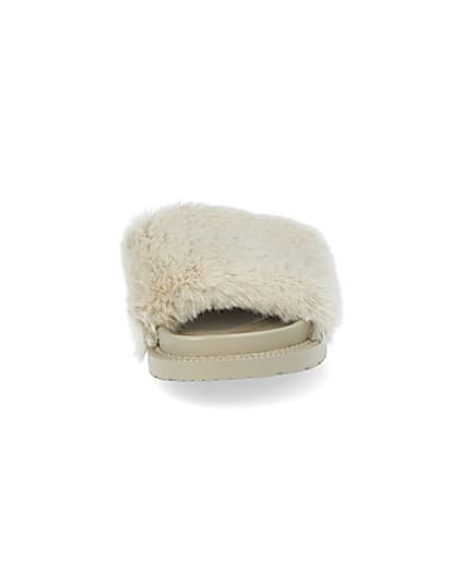 360 degree animation of product Cream faux fur sliders frame-21