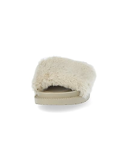 360 degree animation of product Cream faux fur sliders frame-22