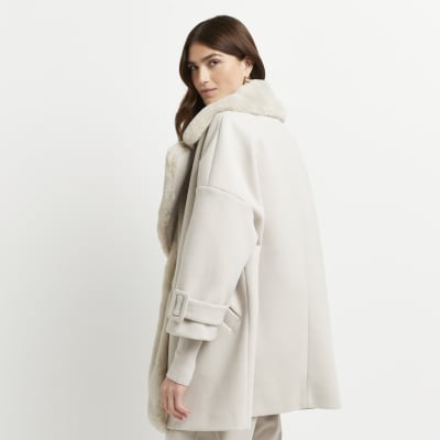 river island faux fur cuff coat