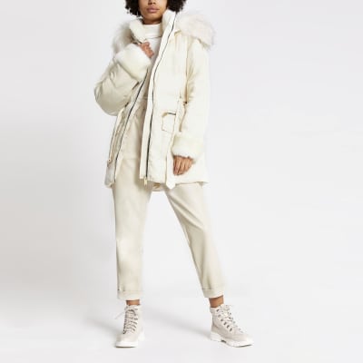 long padded coat cream