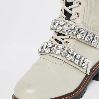 cream biker boots