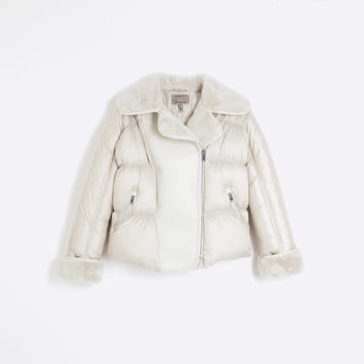 River island cream leather jacket on sale