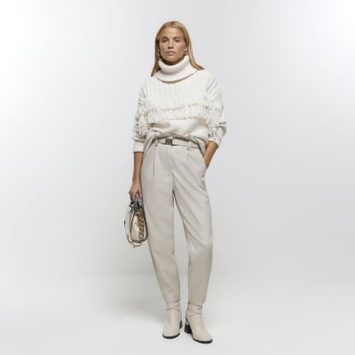 Cream Wide Leg Trousers