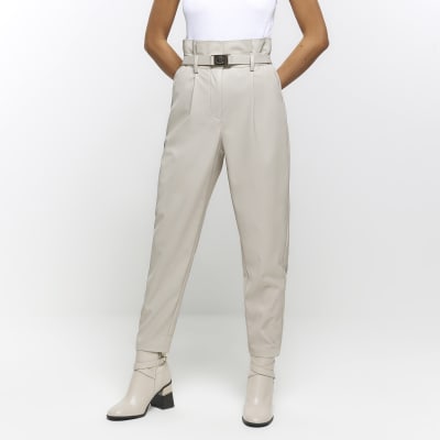 Beige paper bag on sale trousers