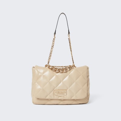 cream quilted shoulder bag