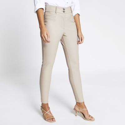 beige leather trousers