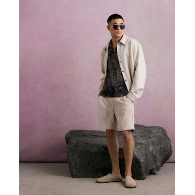 Cream Faux Suede Overshirt