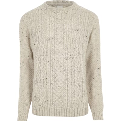 Cream flecked cable knit jumper