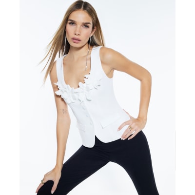 Cream Floral Applique Waistcoat