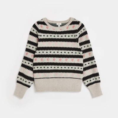 Cream floral fairisle maternity jumper River Island