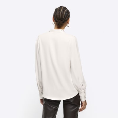 Cream floral long sleeve blouse River Island