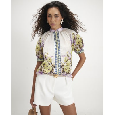 Floral Puff Sleeve Blouse