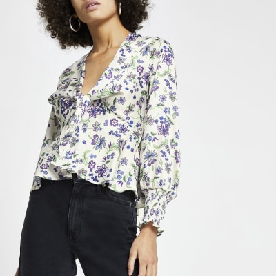 river island yellow floral top