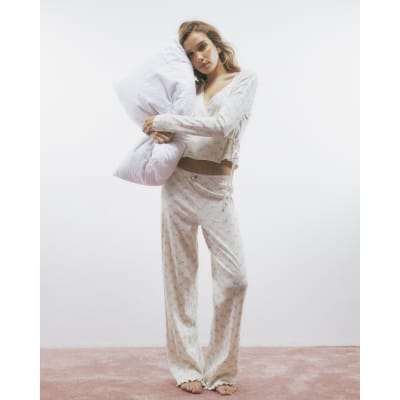 Cream Floral Wrap Pyjama Set