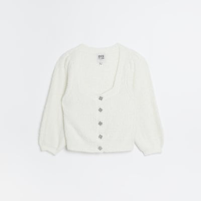 Cream fluffy button front top