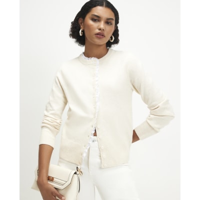Frill Trim Button Up Cardigan
