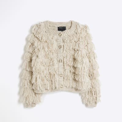 Cream fringe cardigan hotsell