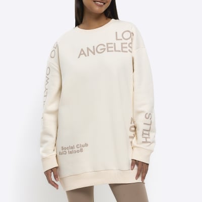 Cream graphic oversized sweatshirt | River Island