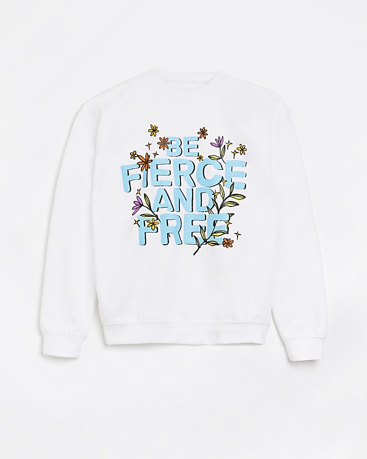 Cream graphic oversized sweatshirt